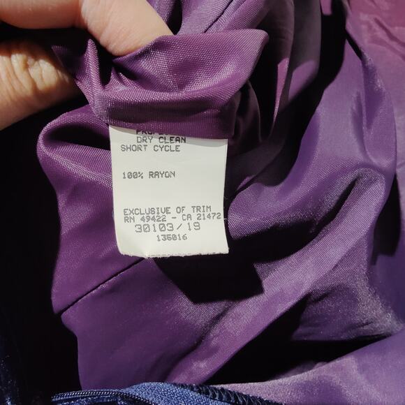 Vintage 80s Jessica McClintock Gunne Sax Sz 9/10 Navy Velvet Sequin Party Dress - Picture 7 of 9